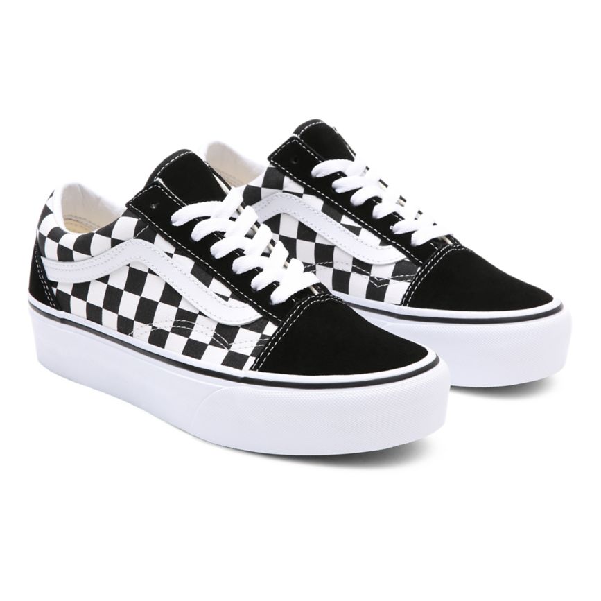 Vans Checkerboard Old Skool Plataforma Negras | VN639N7AA96