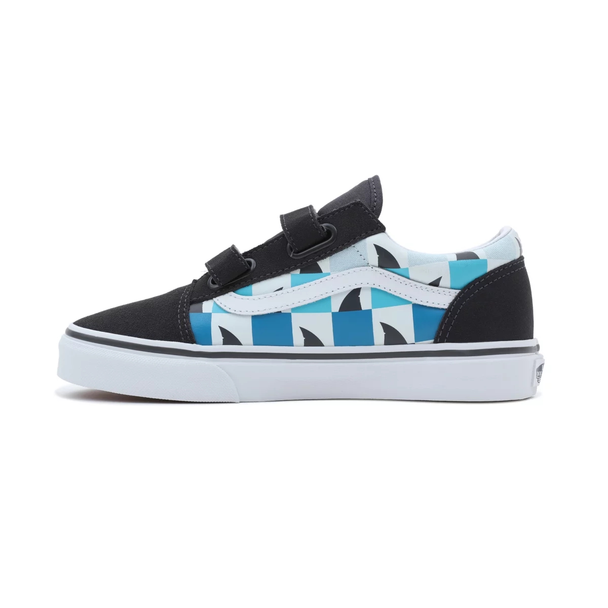 Vans Glow Checkerboard Sharks Old Skool Velcro Negras | VN963K2KC46