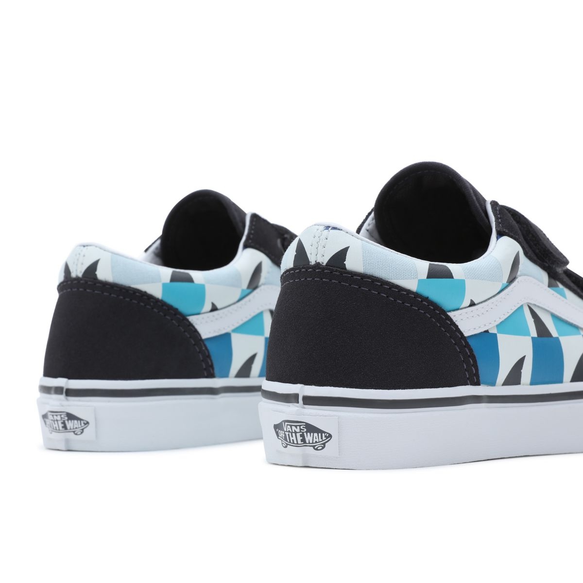 Vans Glow Checkerboard Sharks Old Skool Velcro Negras | VN963K2KC46