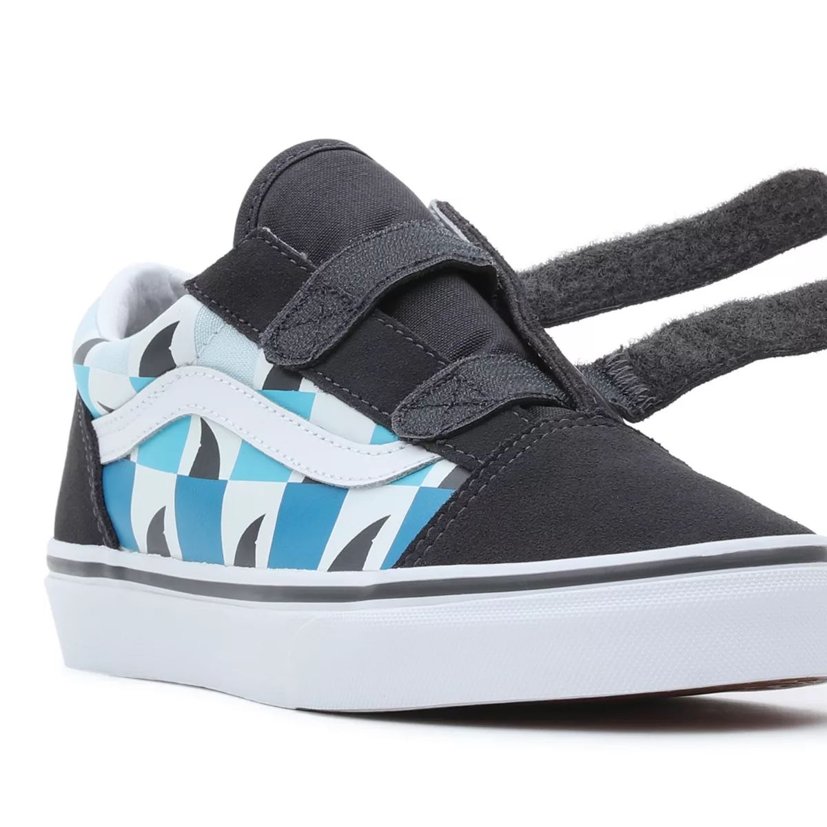 Vans Glow Checkerboard Sharks Old Skool Velcro Negras | VN963K2KC46