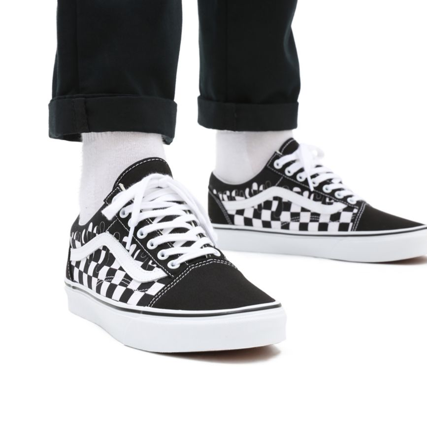 Vans Paint Drip Checkerboard Old Skool Negras | VN128M7MH14